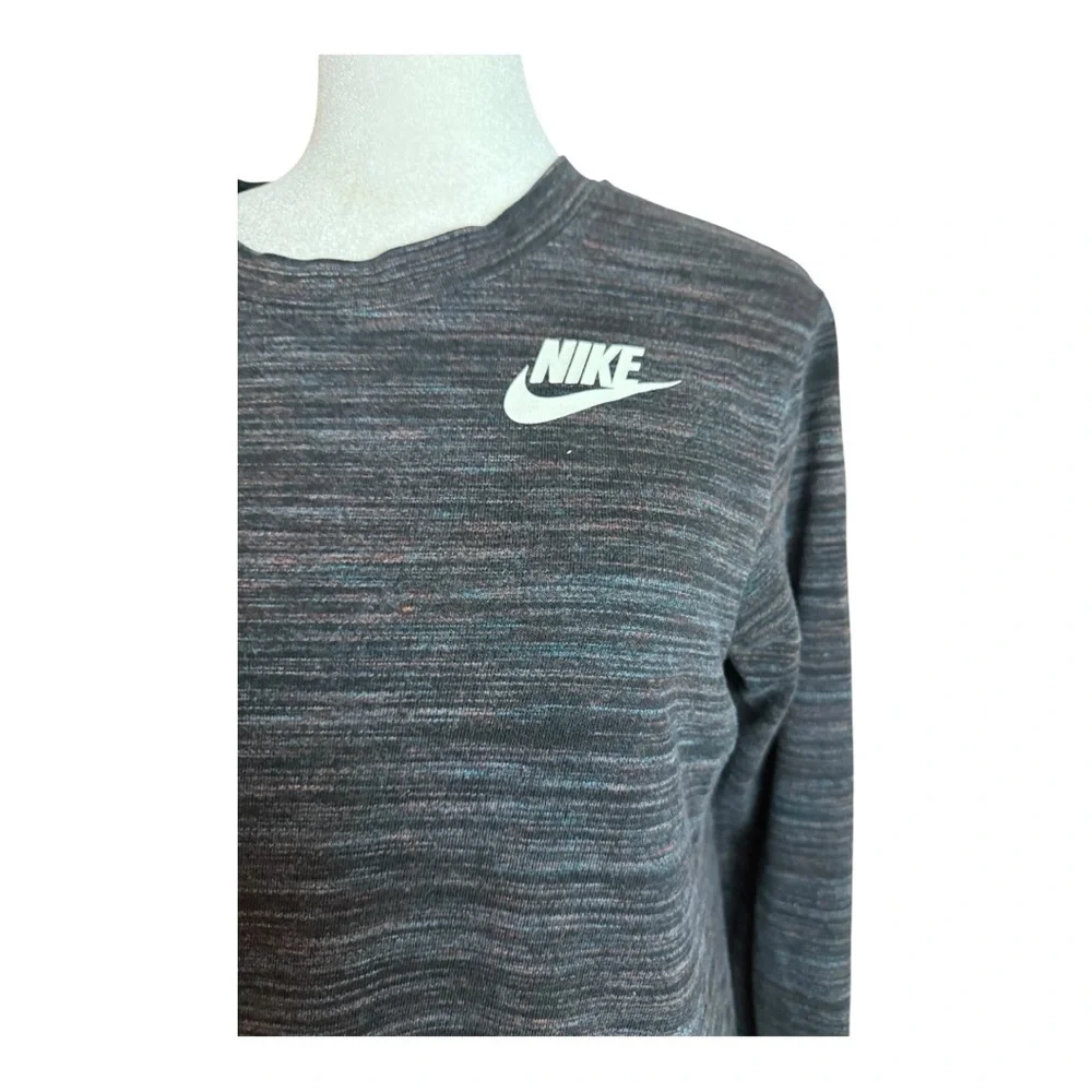 Active Seller! Nike Women's Long Sleeve Shirt Small Black Gray Athleisure Top - Picture 4 of 6